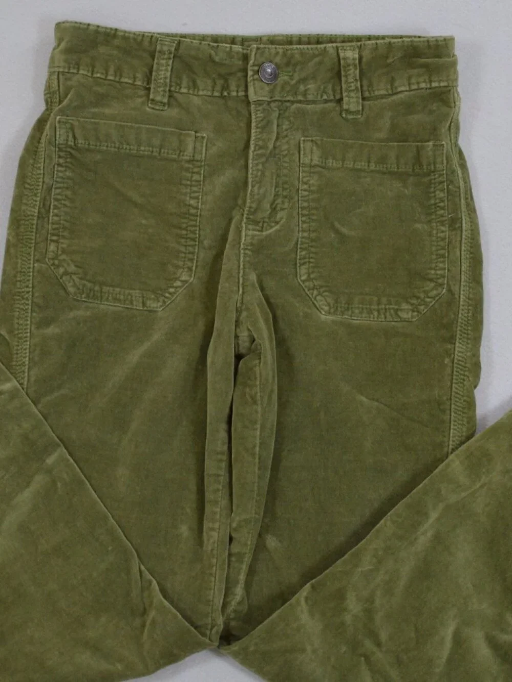 🌿 Free People Olive Corduroy Pants XS Boho Vintage Wash